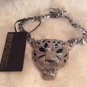 Roberto Cavalli Swarovski wild panther choker